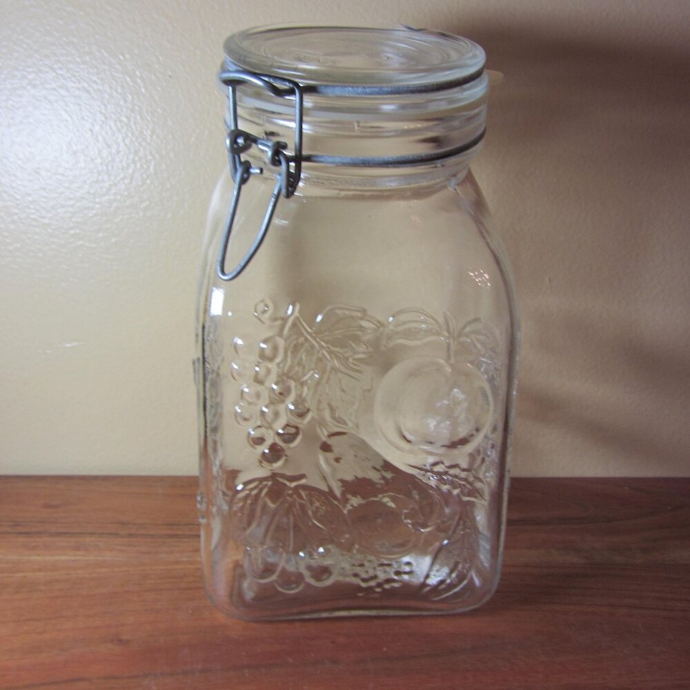 glass storage container angle neck natura italy farm's products (H176)